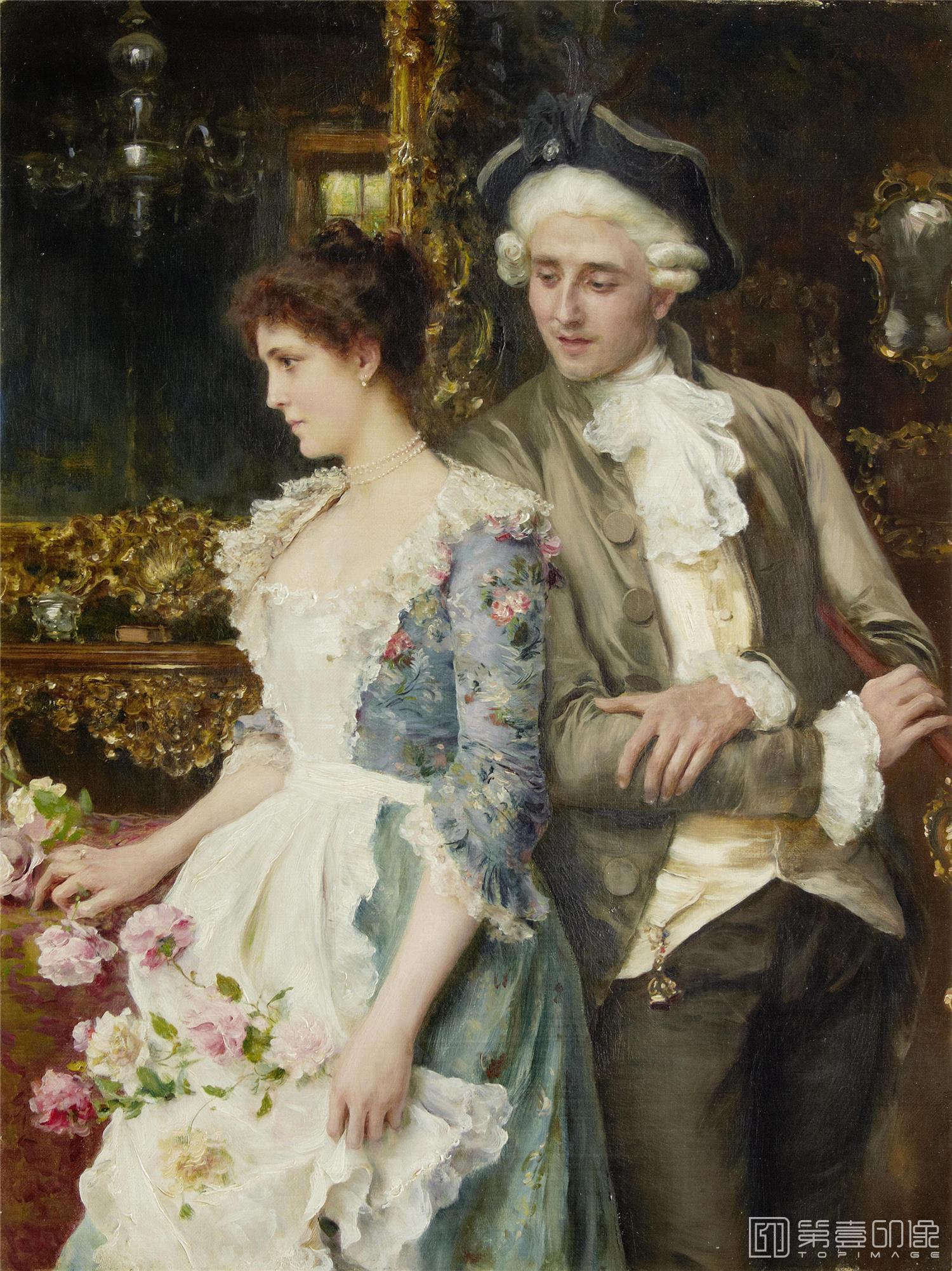 油画-匈牙利国家美术馆藏画-Federico Andreotti-Flirtation-087